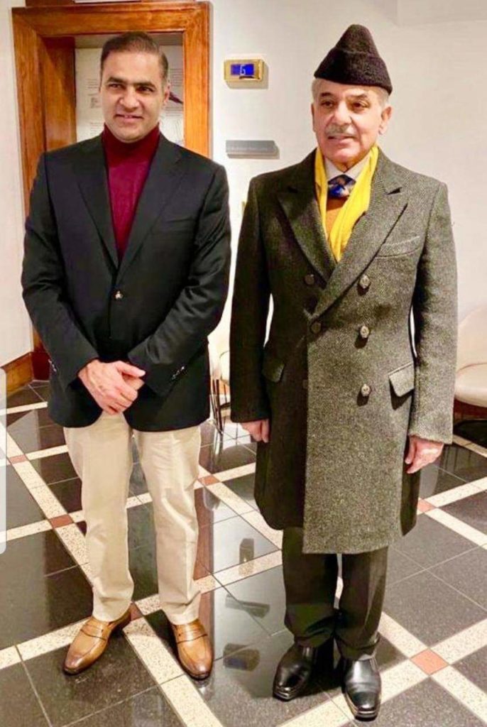 Abid Sher Ali with Shahbaz Sharif in London. 
