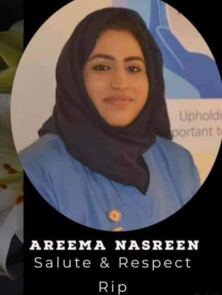 NHS Nurse Areema Nasreen Died Fighting against COVID-19 at Walsall Manor Hospital where she also worked.