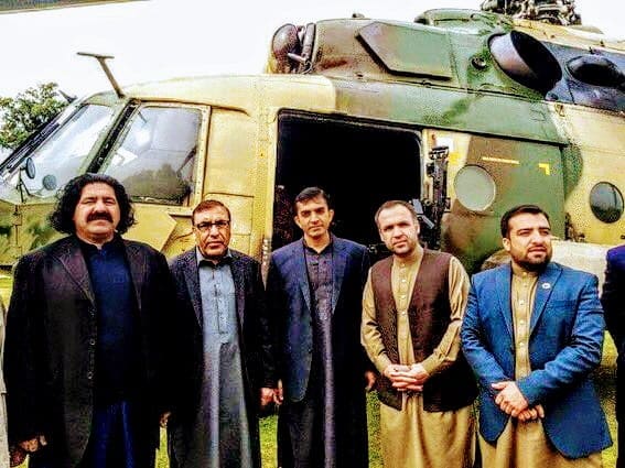 Mohsin Dawar and Ali Wazir in Afghanistan with the helicopter of Afghan Intelligence agency