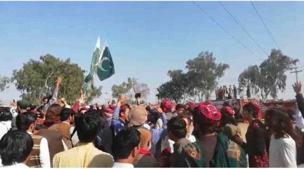 PTM Insults Pakistani Flag in Charsadda during a Jalsah