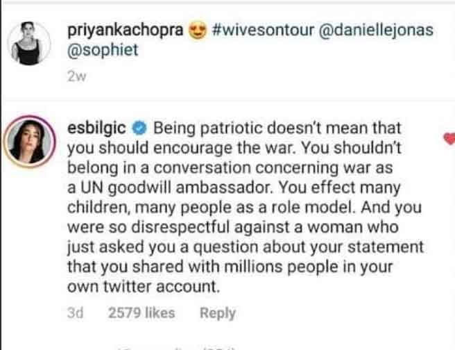 Turkish actress Esra Bilgic called out Indian actress Priyanka Chopra for supporting war against Pakistan after IAF strikes last year.