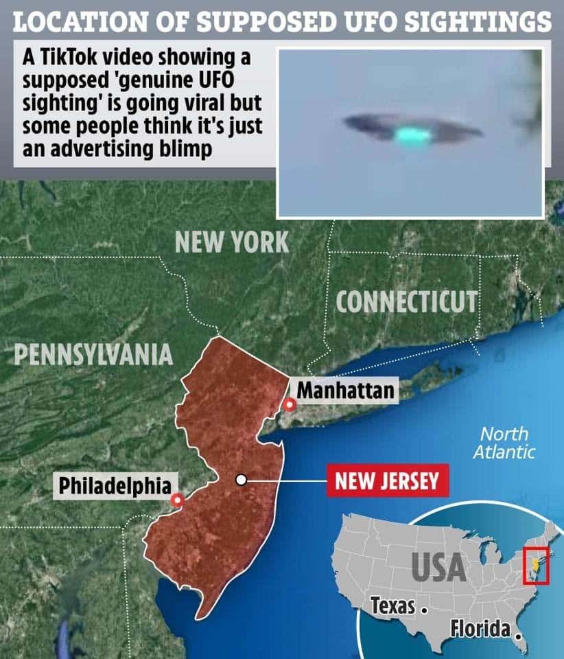 Location of supposed UFO sighting in the United States 