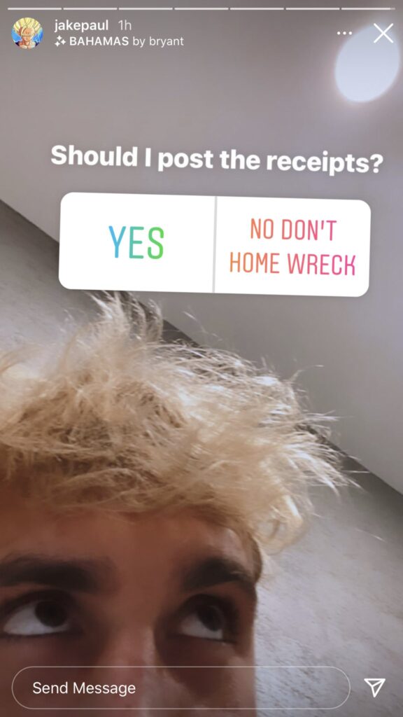 Jake Paul asks his fans if he should release DM’s (direct messages) allegedly sent to him by Catherine Paiz from the Ace Family. This after Austin McBroom challenged Jake to a boxing match.