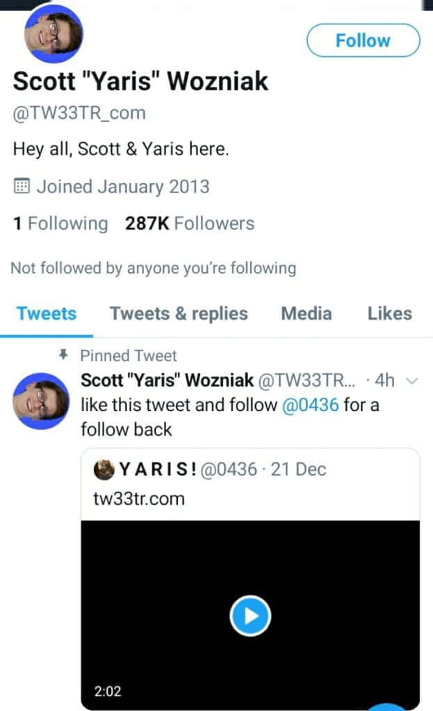 the YouTuber Scott Wozniak mysteriously had all of his previous tweets deleted and replaced with either nonsensical posts and retweets of pro-hacking websites' trailer videos.
