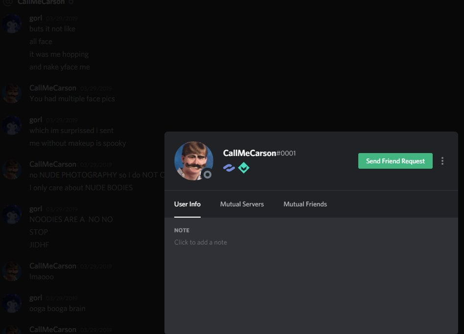 Sam shares the Screenshot of Callmecarson's Discord account ID, with her messages in the background