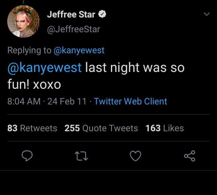 Alleged proof of Kanye West and Jeffree Star's relationship in the past