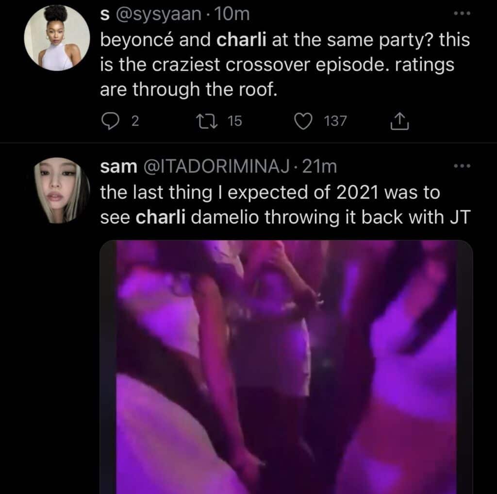 Screenshot of The July 4th party where Charli D'amelio can be seen twerking and dancing while Lil Uzi does a break dance 