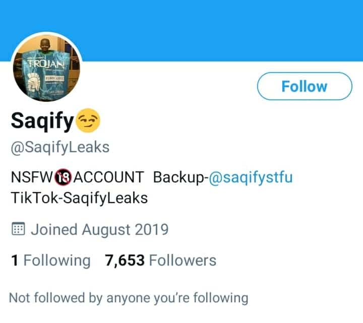 Screenshot of Saqifyleaks Twitter profile page