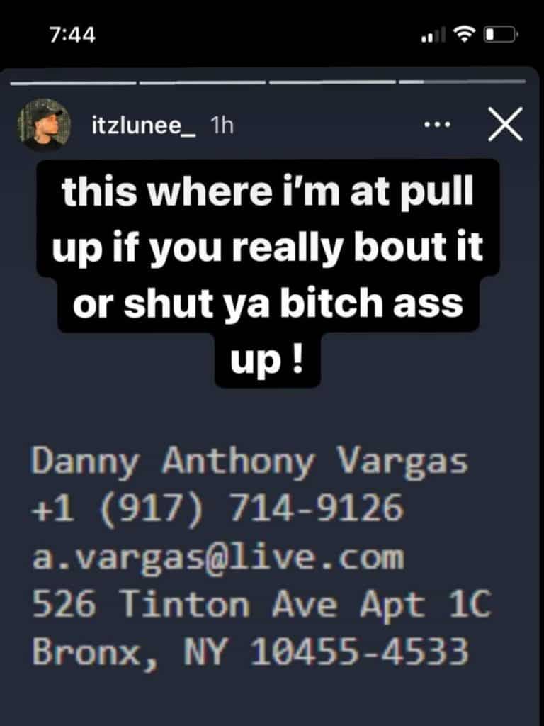 Daniel Vargas shares his real name and the adress on his Instagram story 