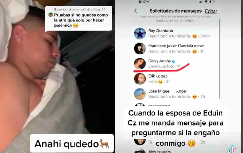 This Screenshot shows wife of Eduin Caz commenting under the video which shows Eduin Caz sleeping next to another woman