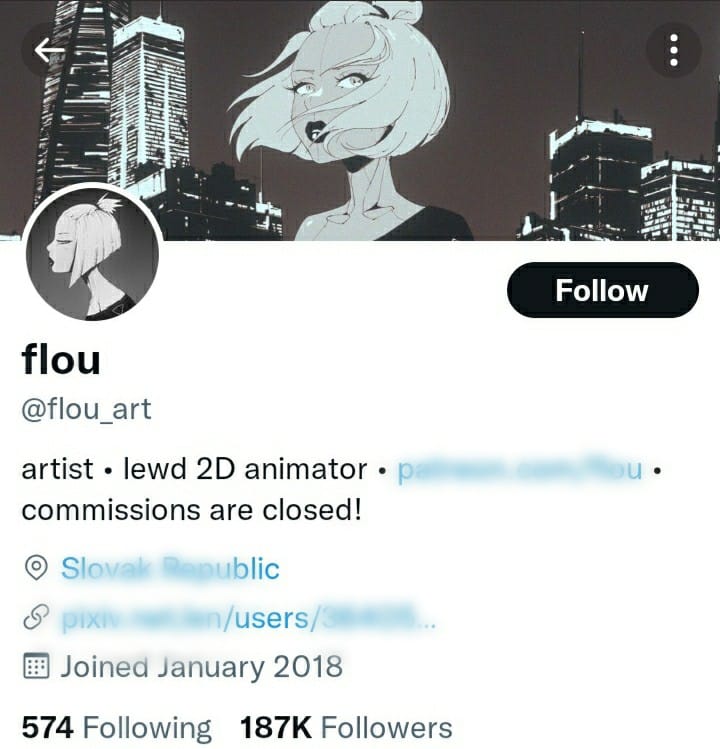 Screenshot of Flou_art Twitter profile page 