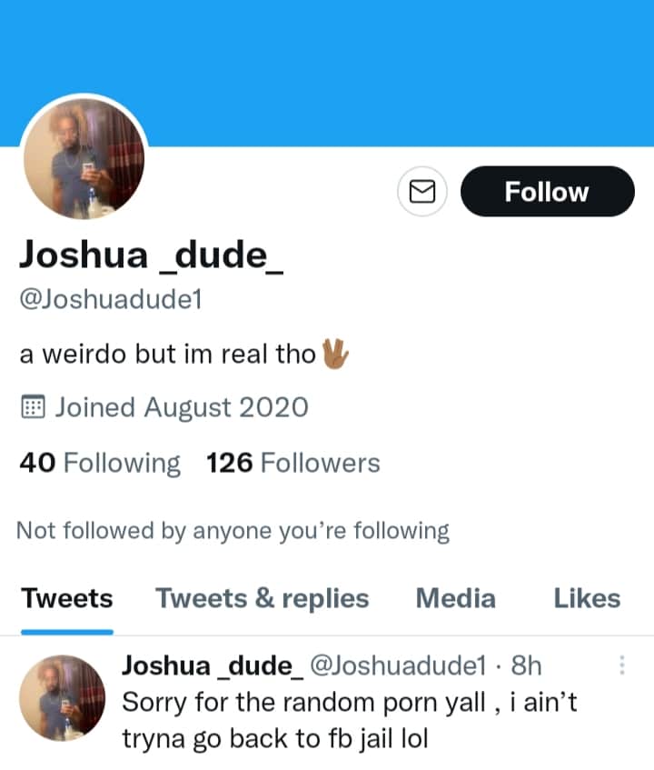Joshuadude1 Twitter page 