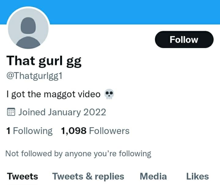 Screenshot of thatgurlgg1 Twitter profile 