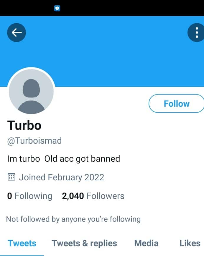 Screenshot of Turboismad Twitter profile 