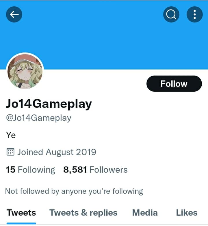 Jo14gameplay Twitter profile page 