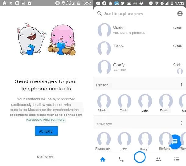Screenshot of Facebook Messenger that shows how to send message to your friends