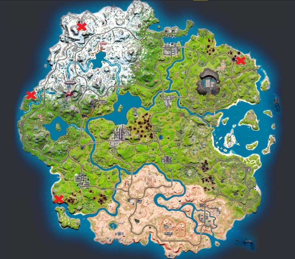This is photo of Fortnite Map in which you can see all locations of choppa helicopter