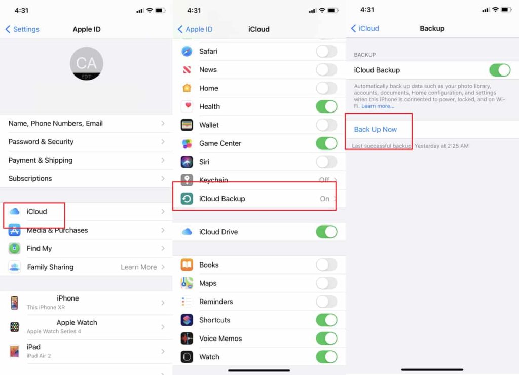 How to create iPhone backup to iCloud 