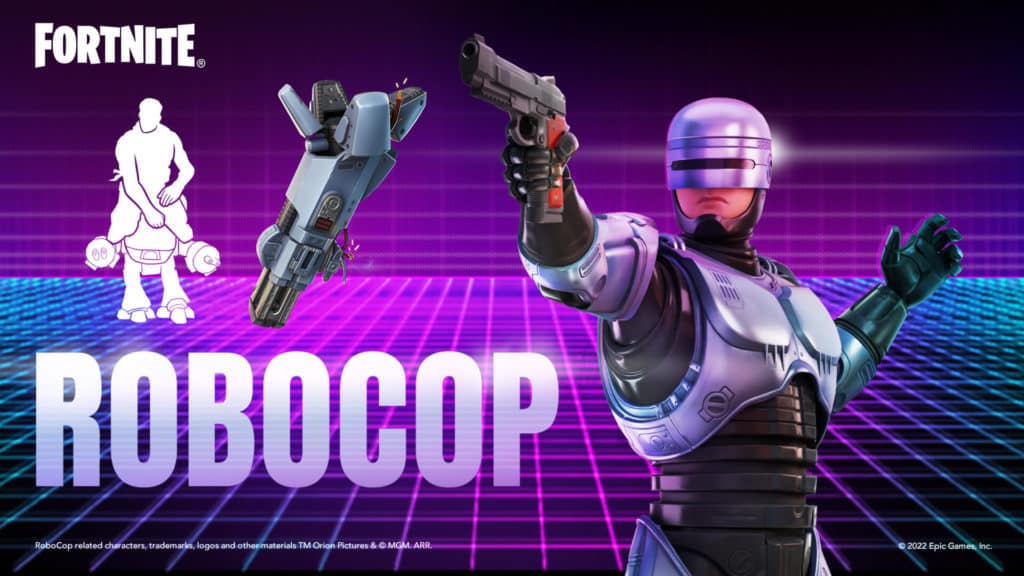 Robocop an updated skin, gesture, and accessories have been added to Epic Games' Battle Royale.