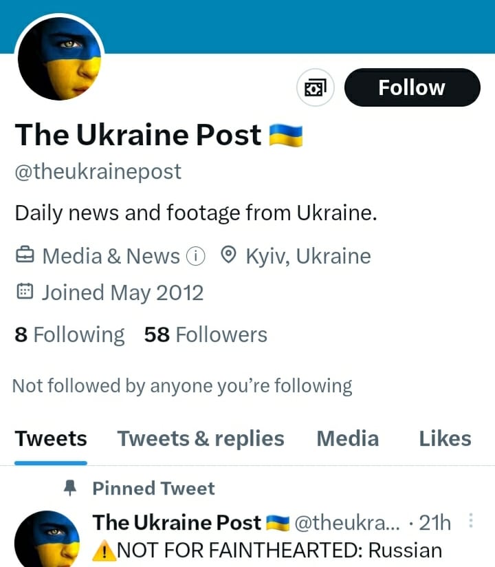 Screenshot image of Twitter account which posted Ukrainian soldier decapitation video 