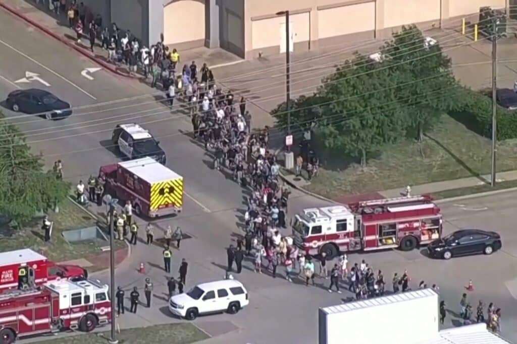 Incident scene of shooting at shopping mall in Allen, Texas