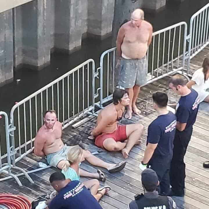 Image shows police arrest several people from Montgomery Alabama Brawl which happened at Riverboat park 