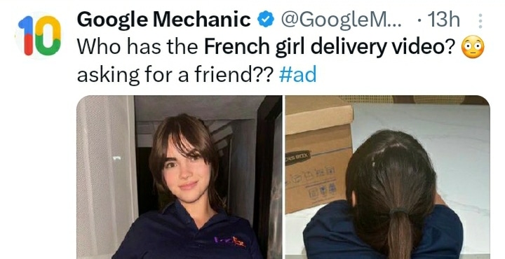 Screenshot image of French girl delivery video 
